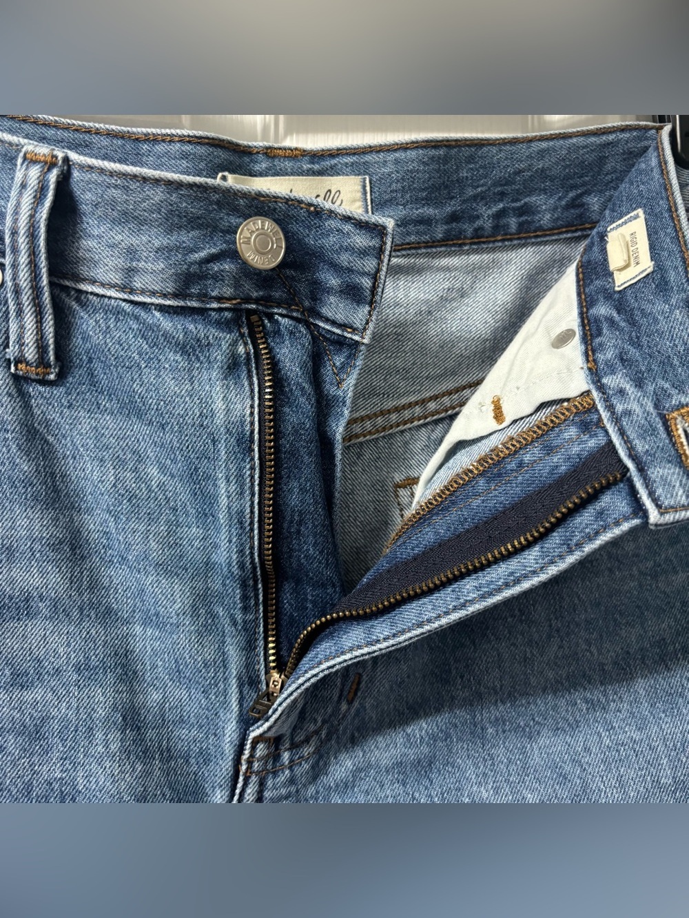 Madewell Rigid Denim A-Line Mini Skirt Frayed Hem Women’s Size 27 - Picture 6 of 8